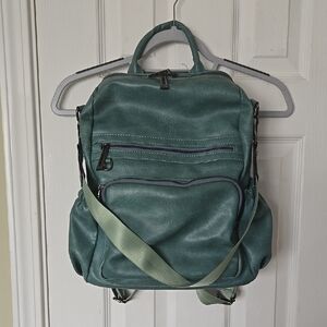 Teal Backpack/Crossbody with Multiple Pockets